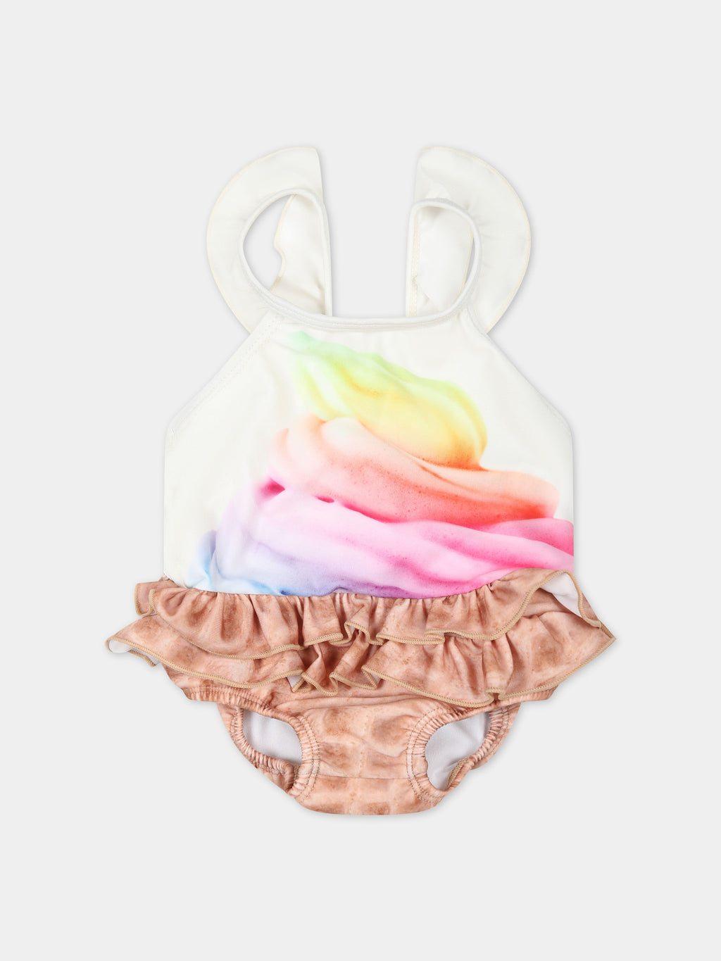 Maillot de bain blanc pour fille avec imprimé glace